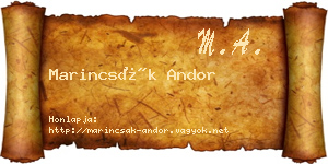 Marincsák Andor névjegykártya
