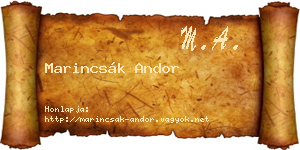 Marincsák Andor névjegykártya